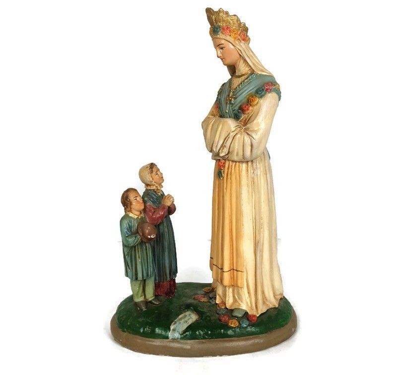 Large Rare Statue Our Lady Of La Salette Madonna Piange France Children Polych