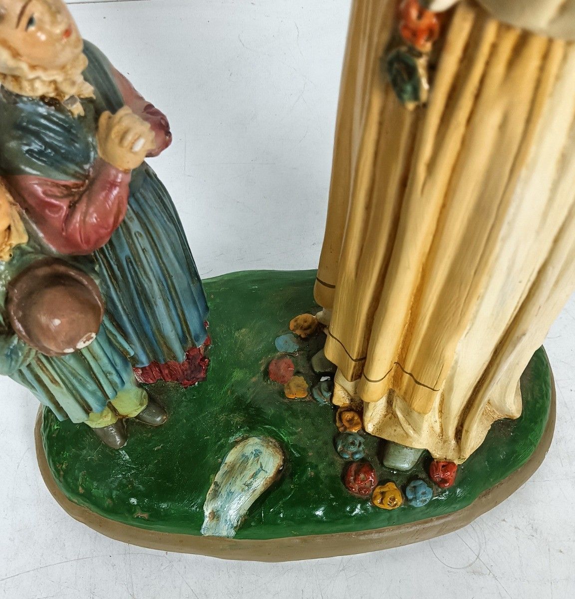 Large Rare Statue Our Lady Of La Salette Madonna Piange France Children Polych photo vinterior