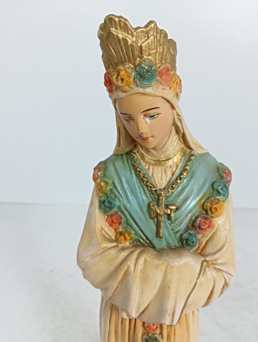 Large Rare Statue Our Lady Of La Salette Madonna Piange France Children Polych photo vintage