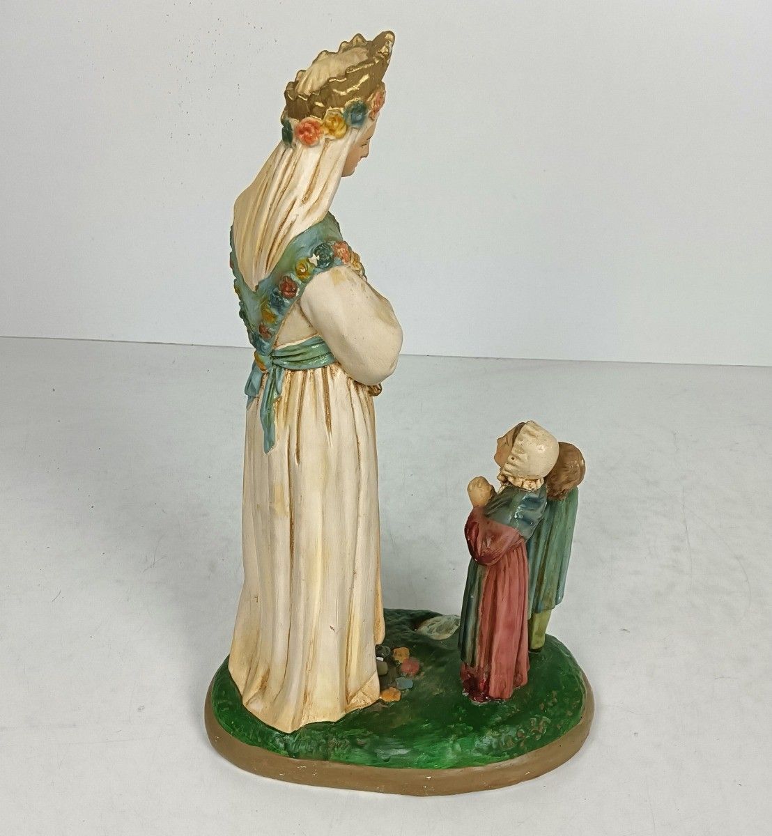 photo furniture Large Rare Statue Our Lady Of La Salette Madonna Piange France Children Polych