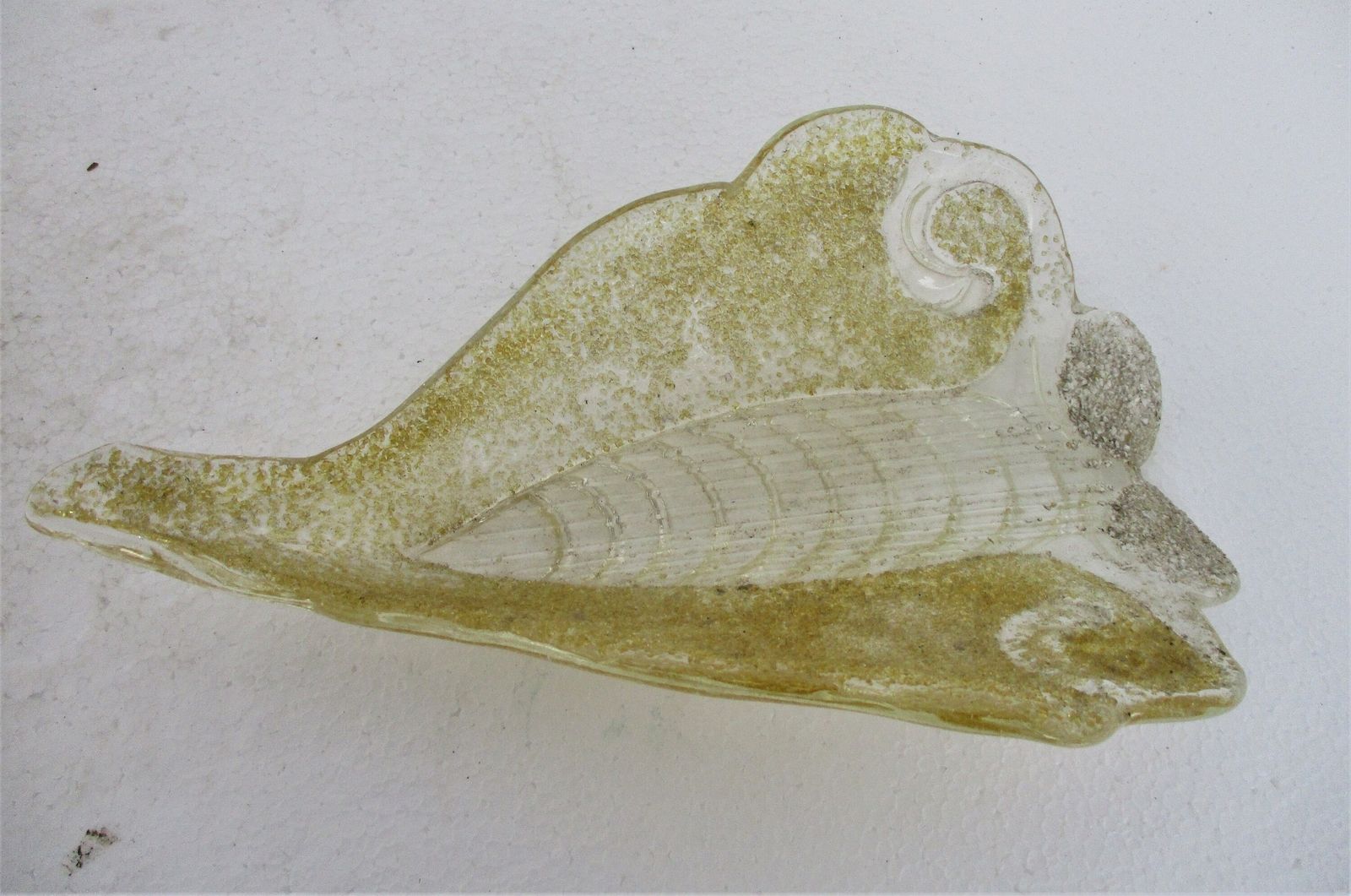 Pair Mid Century Murano Gold Flecks Glass Leaf Wall Sconces Barovier & Toso Art photo Lighting