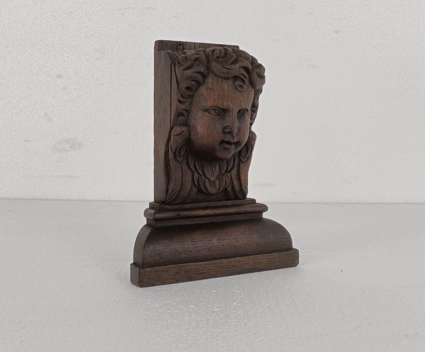 Corbel Hand Carved Wood Architectural Reclaimed Trim Putti Angel Head Antique photo furniture