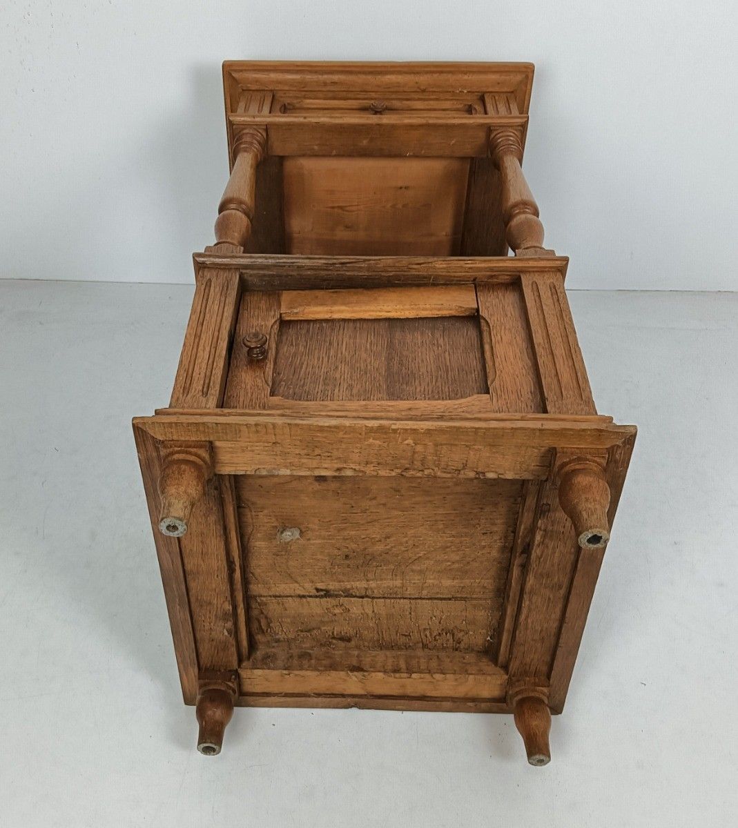 Antique Art Deco Nightstand Carved Wood  Two Tier End Table Bedroom Cabinet Pine photo Furniture
