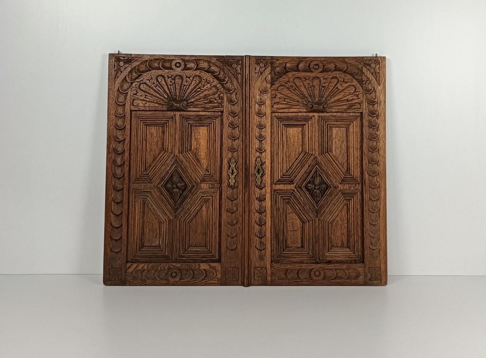 Pair Antique Door Panels Carved Wood Ornate Stunning Architectural Reclaimed Sal photo for sale