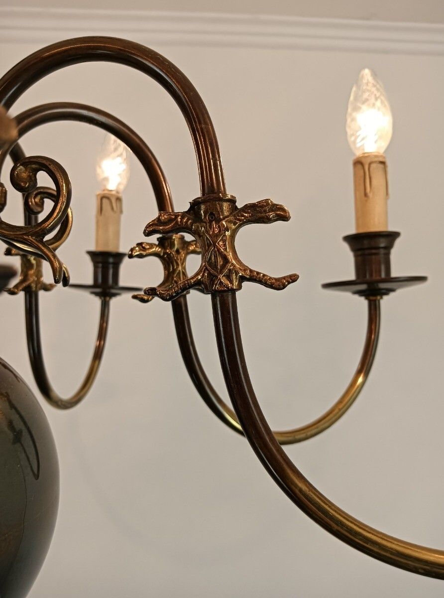 Dutch Flemish Chandelierbrass Vintage Modernist Barn Farmhouse Style 8 Lights Ea photo buy