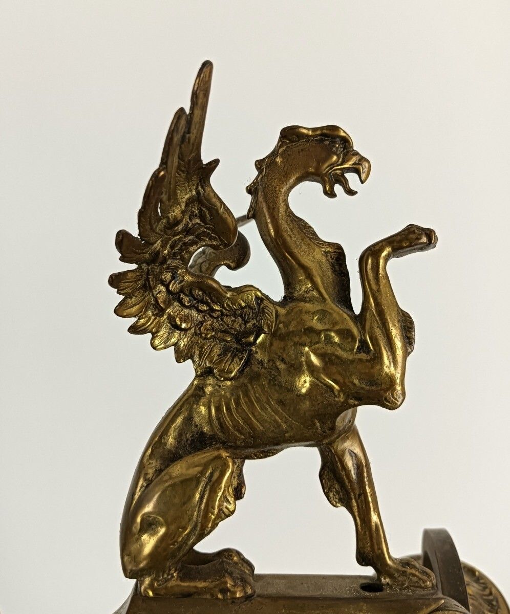 Art Nouveau Chandelier Bronze Doré Coat Of Arms Dragons Huge  5 Lights Stunning photo for sale
