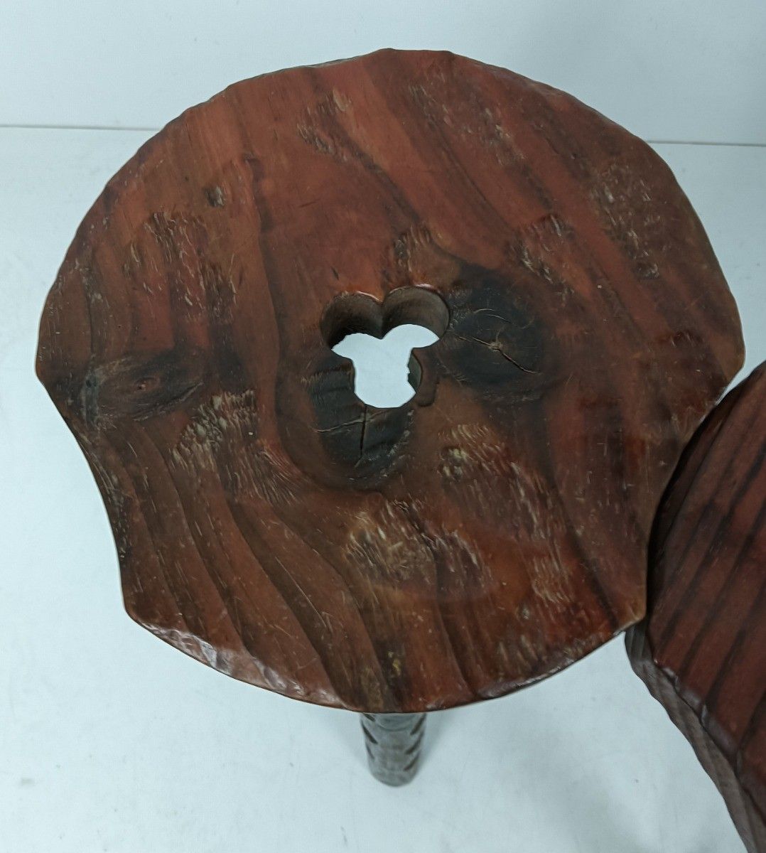 Pair Wooden Spanish Side Wine Milking Stool Table Pedestals Plant Bonsai Stands photo furniture
