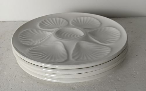 Set Of 4 Oyster Seafood Plates Porcelain White Vintage Seafood Stylish photo 97.0