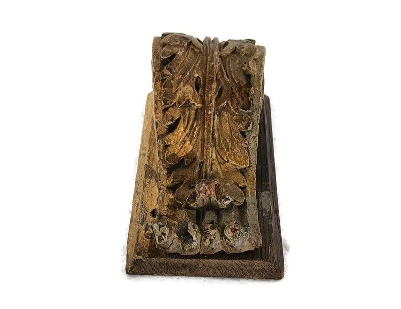 Stunning Hand Carved  Wooden Antique Corbel Trim Gold Gilded Wall Hanging Reclai