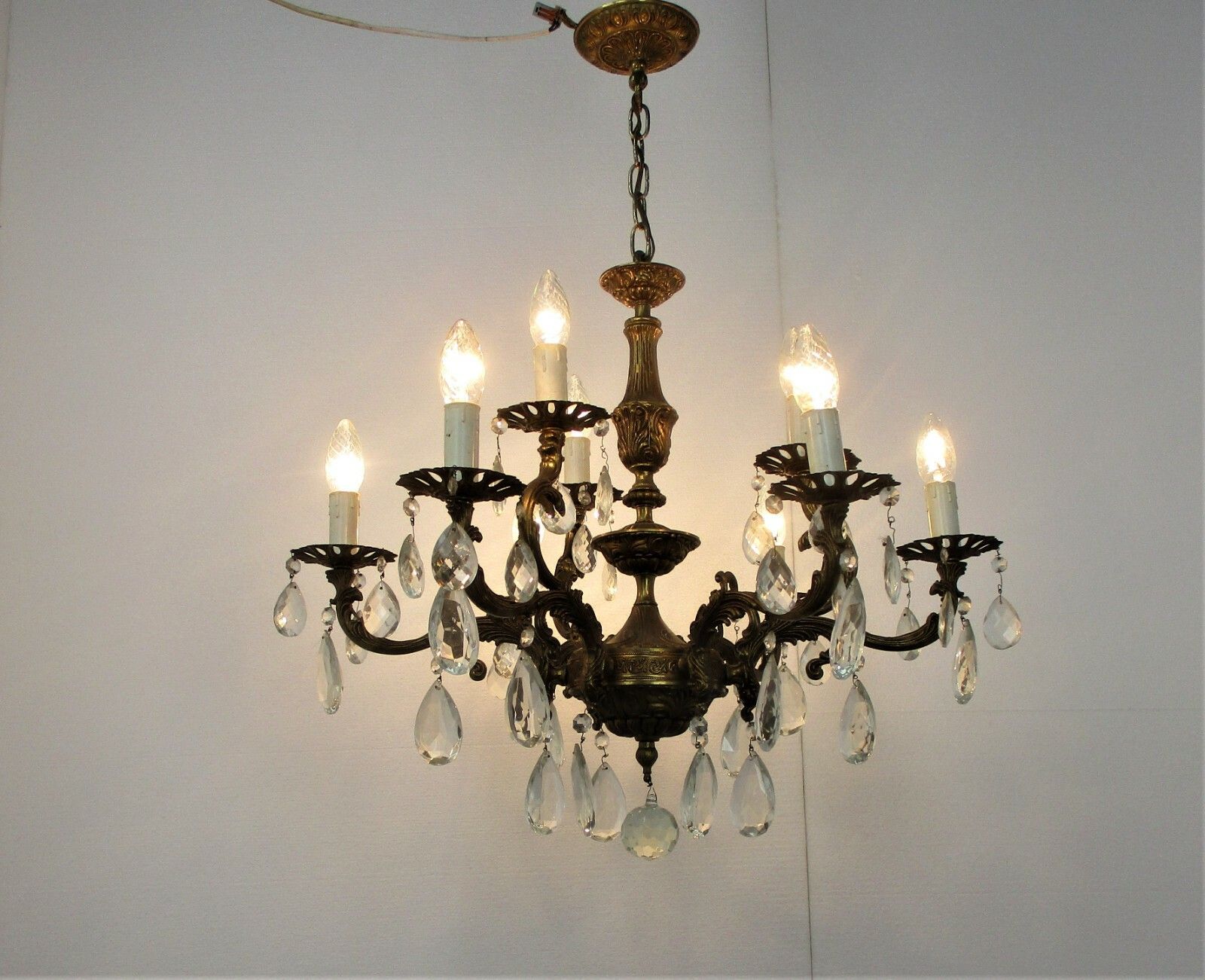 10 Arm Lights Chandelier Revival French Empire Style Brass Ornate Prisms Wow photo furniture