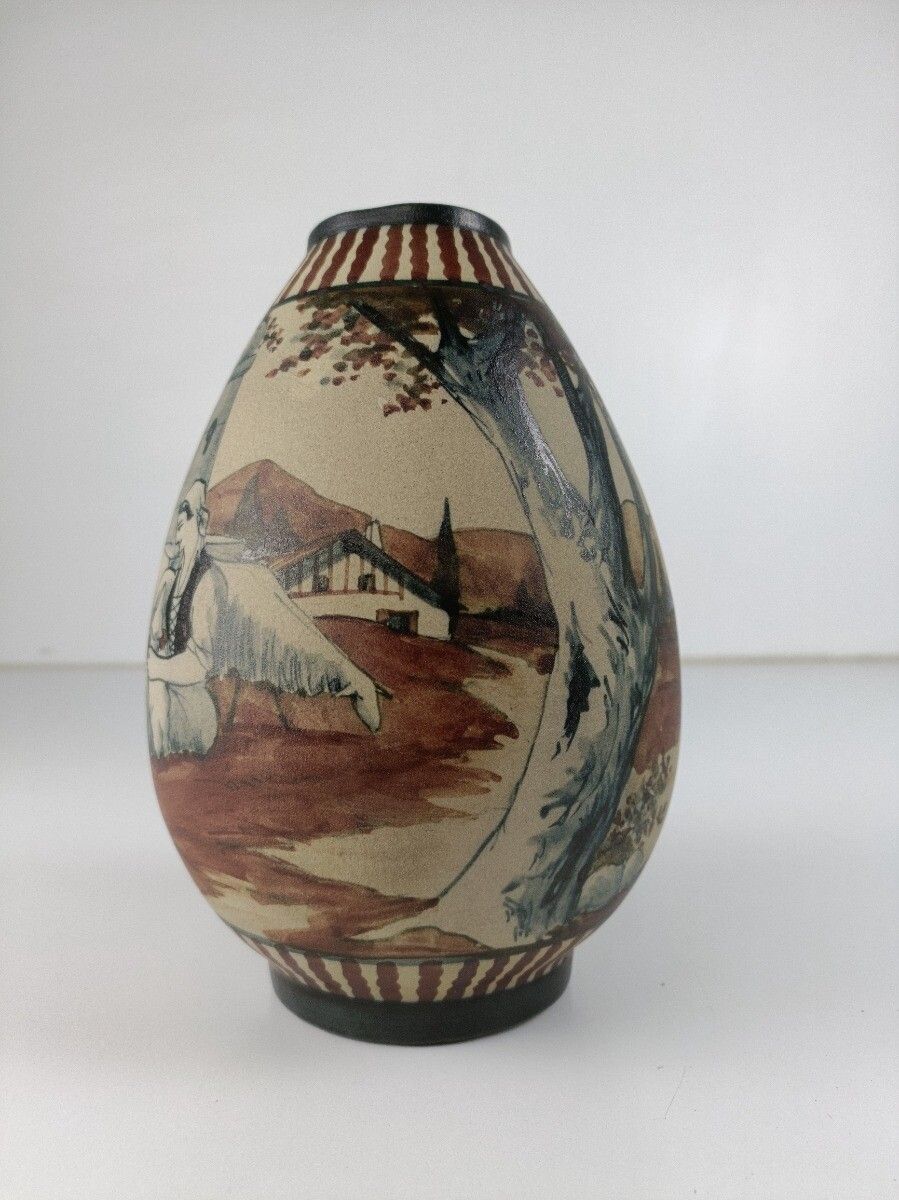 Art Deco Sandstone Stoneware Vase Basque Country M. David Ciboure photo Home Decor