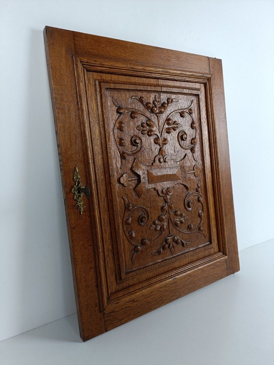 Antique Hand Carved Wood Door Panel Reclaimed Architectural Salvaged Ornate Etch photo Home Fixtures