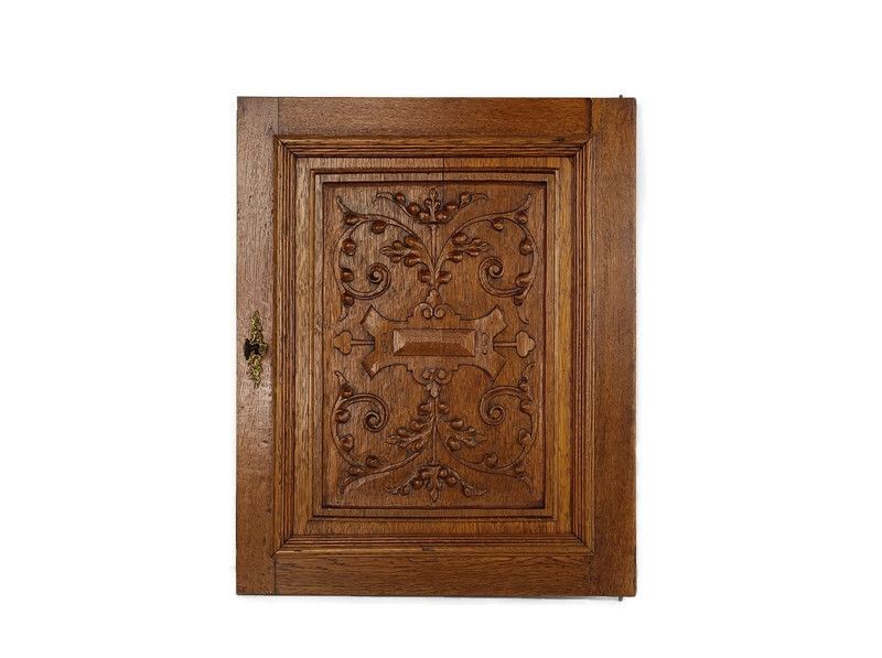Antique Hand Carved Wood Door Panel Reclaimed Architectural Salvaged Ornate Etch photo vintage