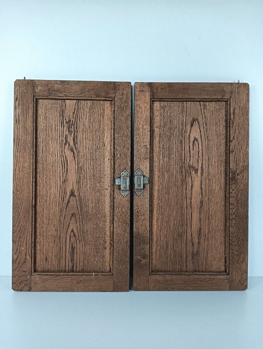 Antique Pair Door Panels Doors Cabinet Carved Wood Reclaimed Architectural Salva photo buy