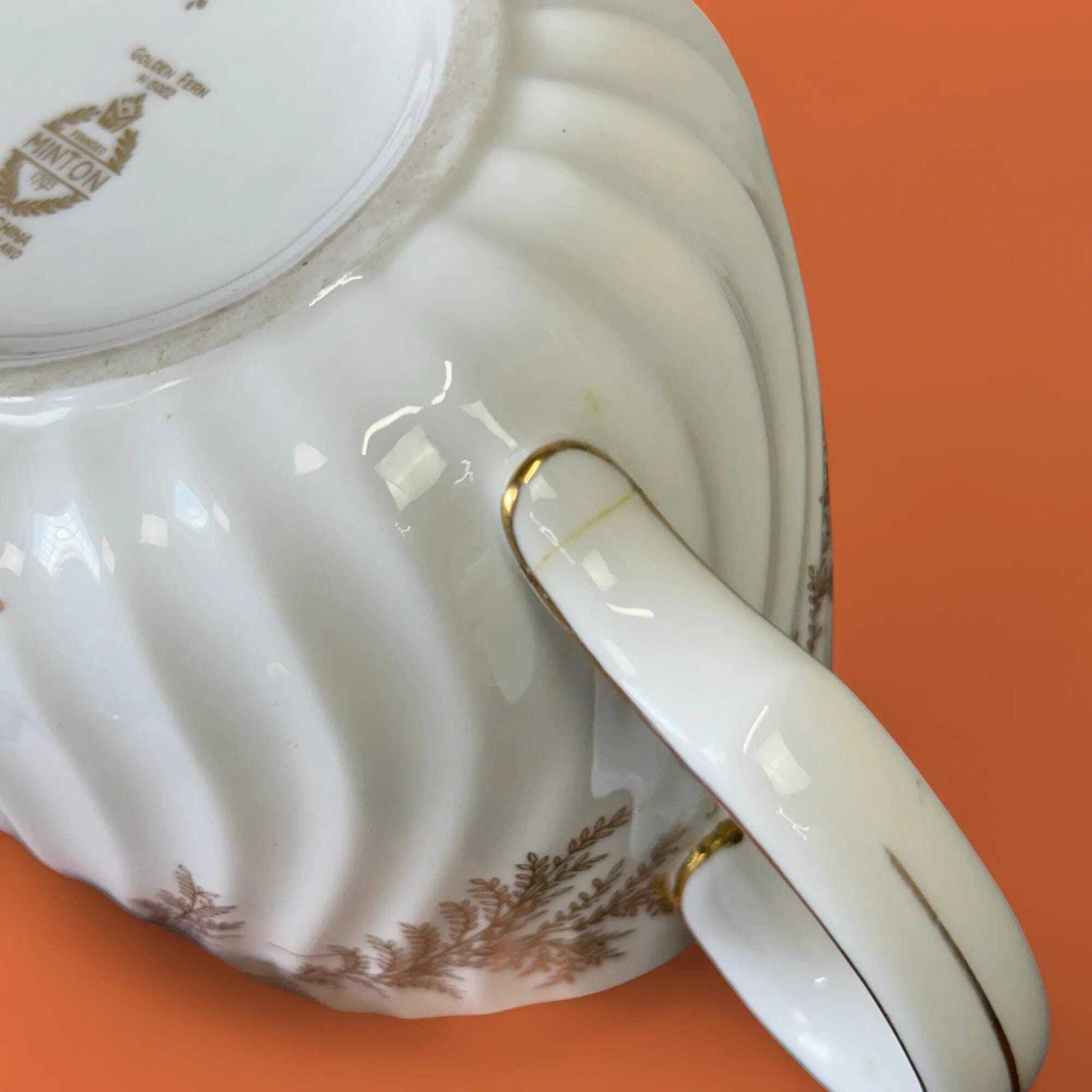 Vintage Minton Golden Fern Tea Set, Elegant Bone China, Repaired photo Home Decor