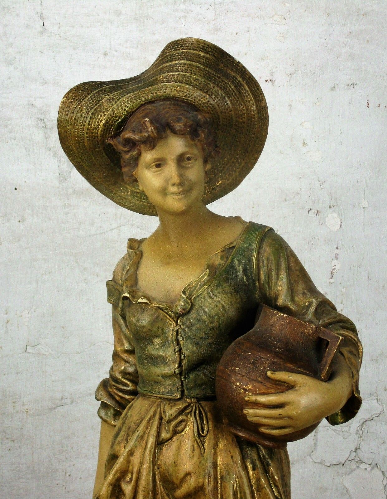 Statue Goldscheider Signed E. Tell Terracotta Water Carrier Jugendstil  Antique photo furniture