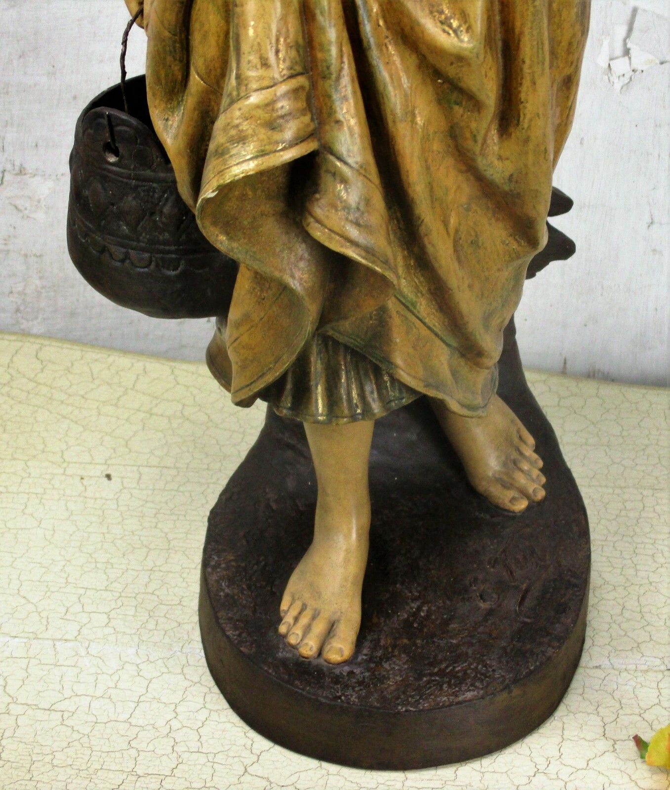 Statue Goldscheider Signed E. Tell Terracotta Water Carrier Jugendstil  Antique photo for sale