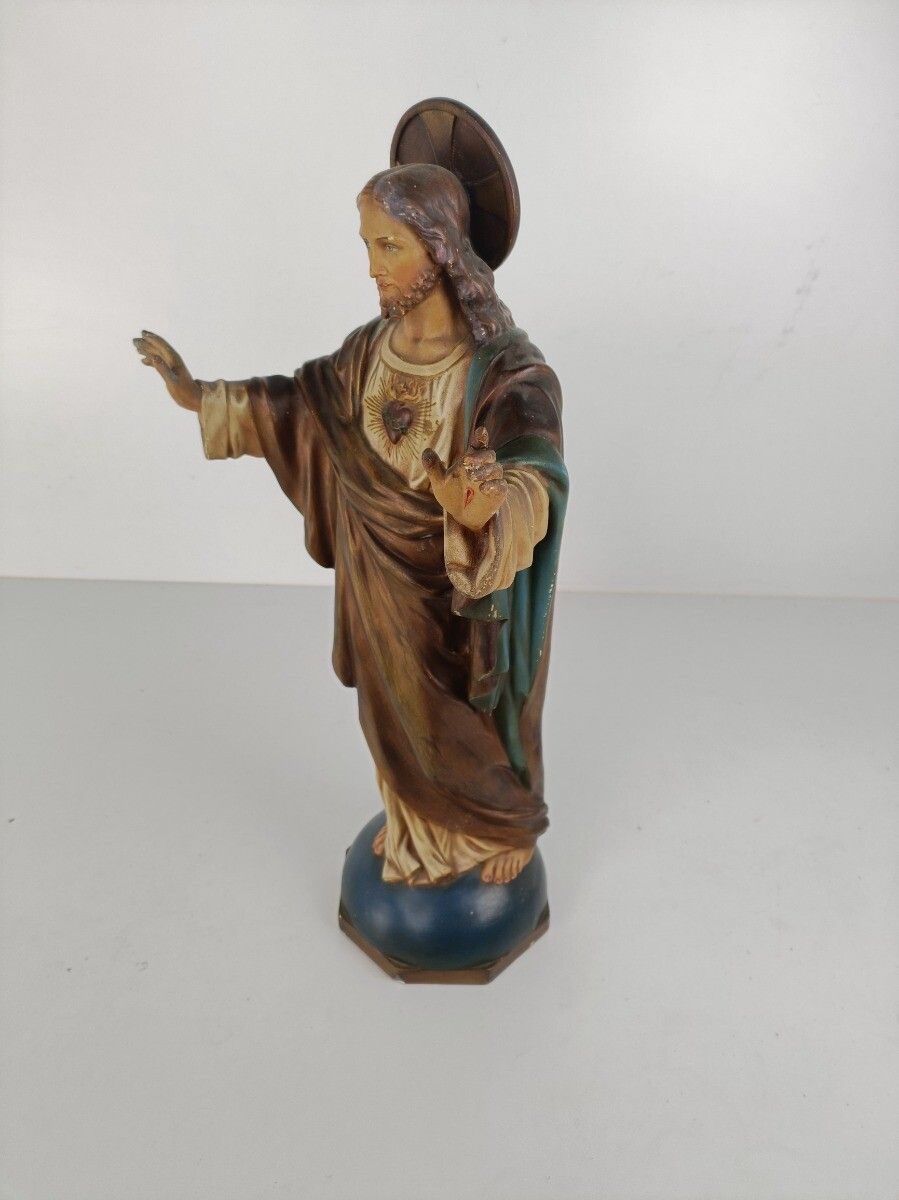 Large Gorgeous Statue Jesus Christ Neo Gothic Antique Holy Heart Open Arms Plast photo buy