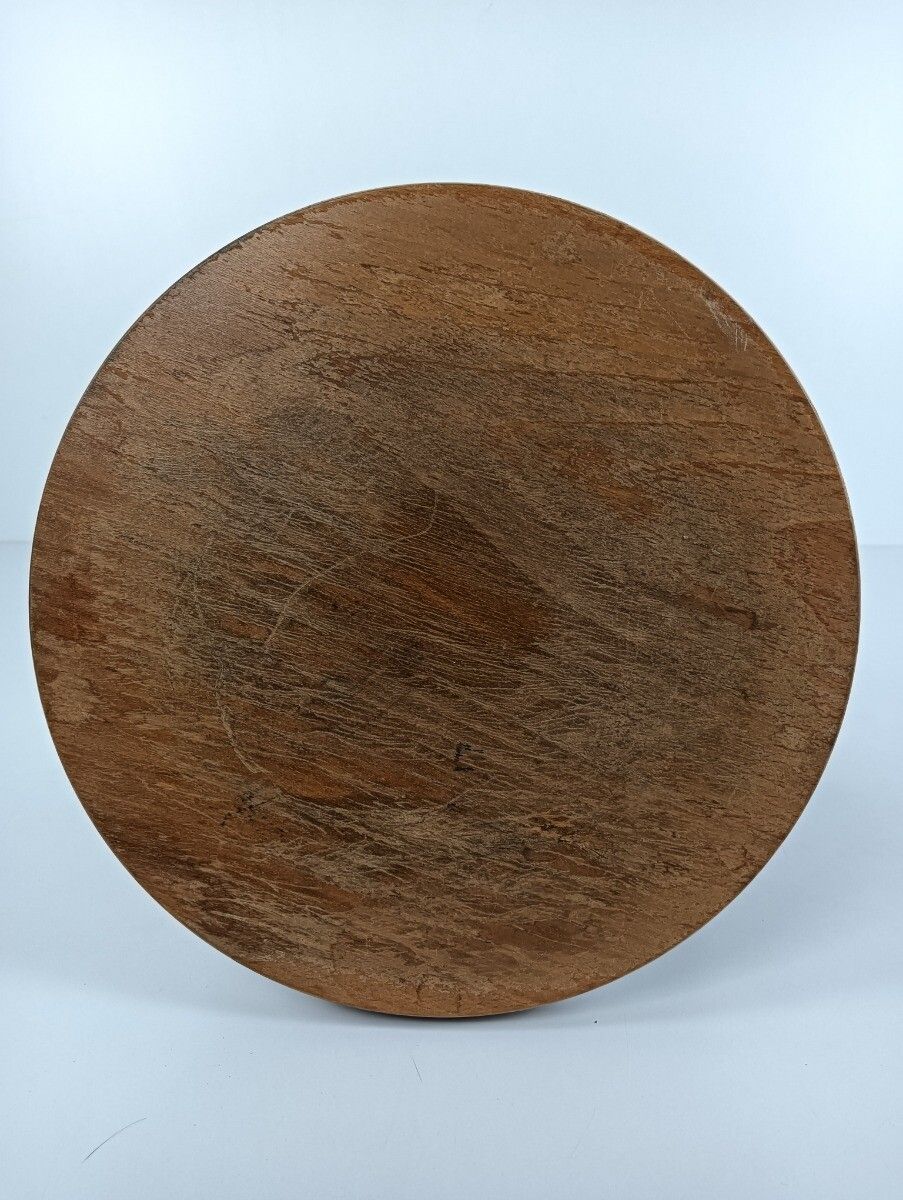Antique Small Hand Carved Wooden Barley Twist Rare Milking Stool Pedestal Farmho photo for sale