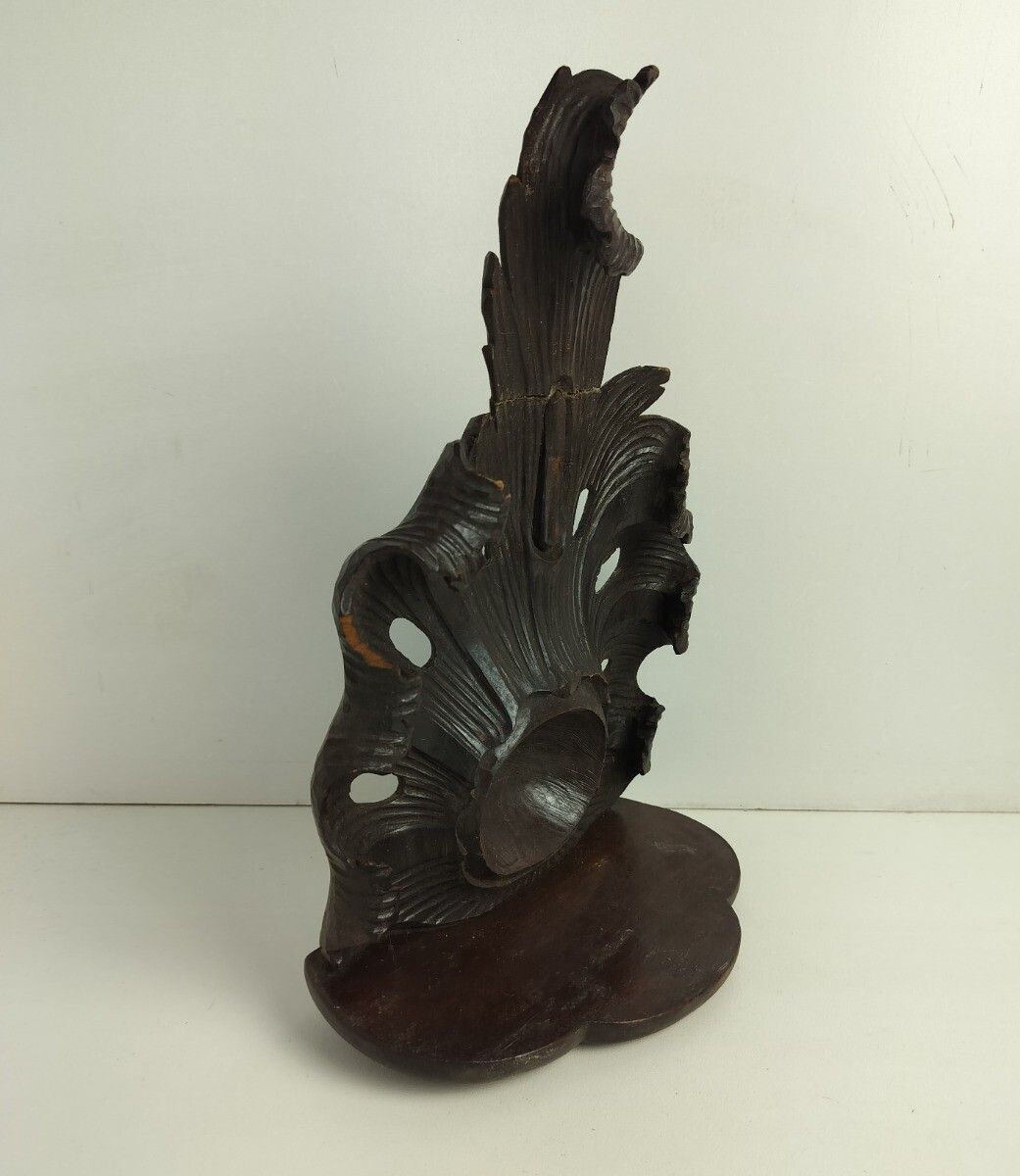 Small Hand Carved Wood Wooden Console Wall Hanging Shell Form Lovely photo buy