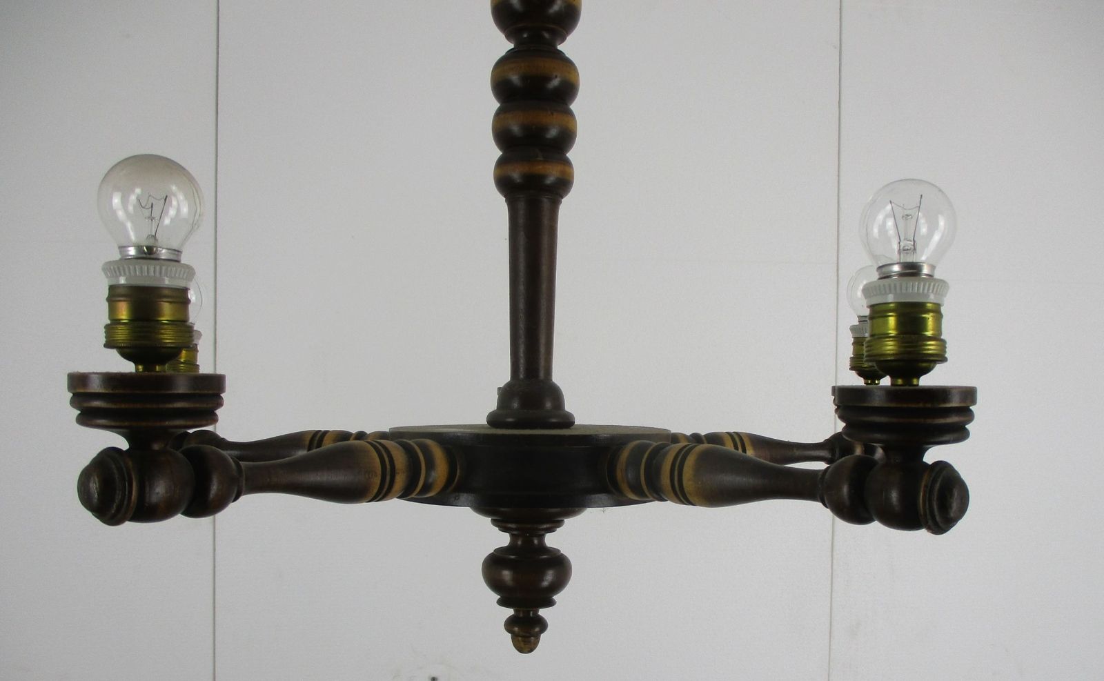 Hand Carved Wooden Chandelier Ornate 5 Arm Lights Mid Century Farmhouse Barn Sty photo buy