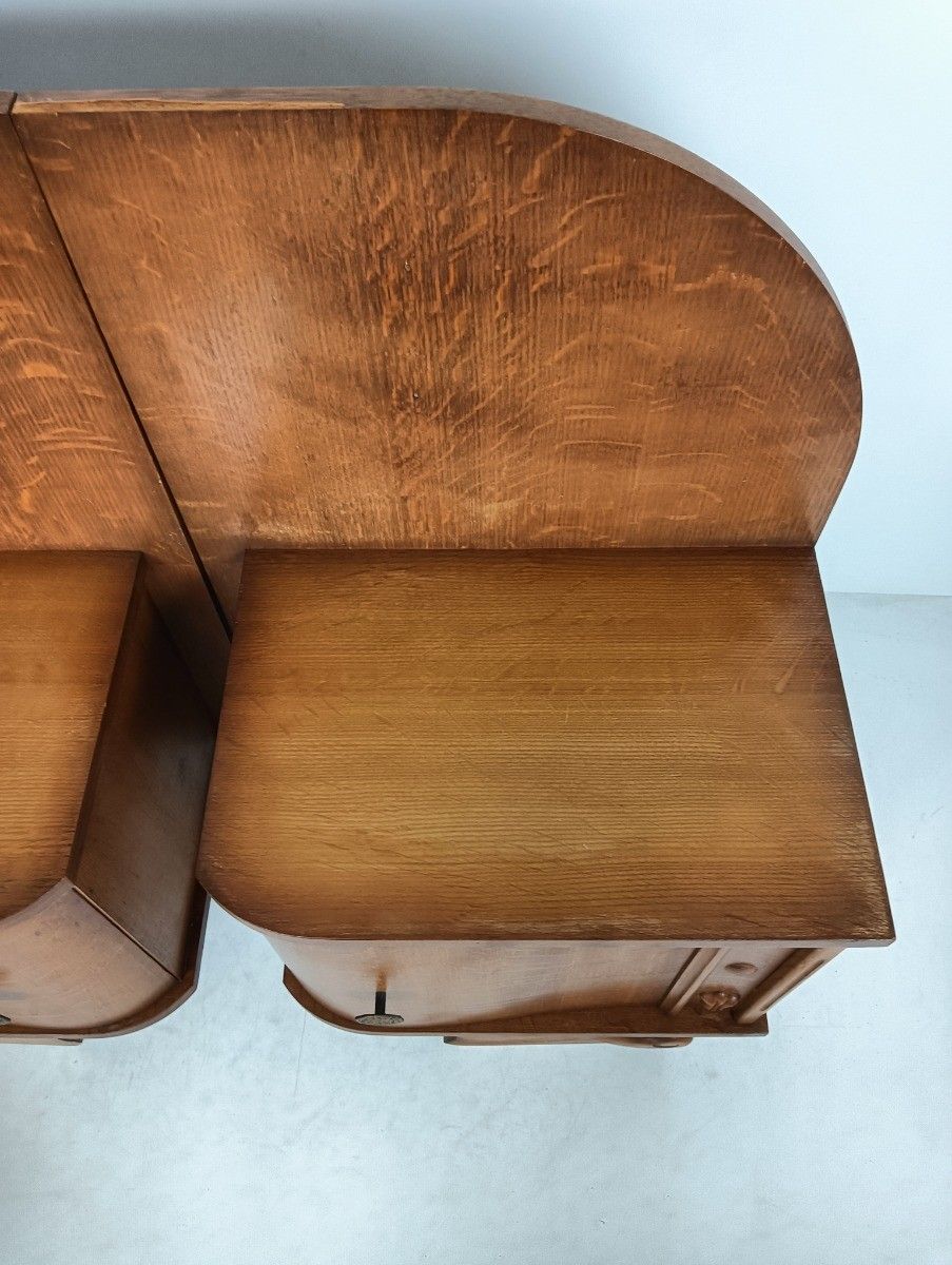 Pair Antique Jugendstil Nightstands Wood  End Tables Vanity Cabinets Bedroom Cab photo furniture
