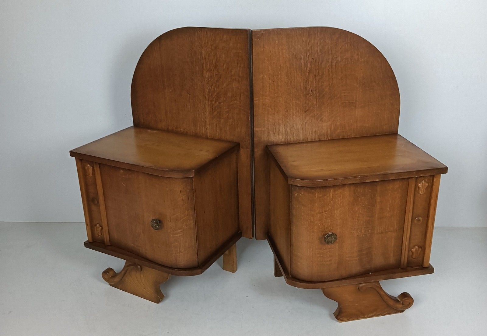 Pair Antique Jugendstil Nightstands Wood  End Tables Vanity Cabinets Bedroom Cab photo Furniture
