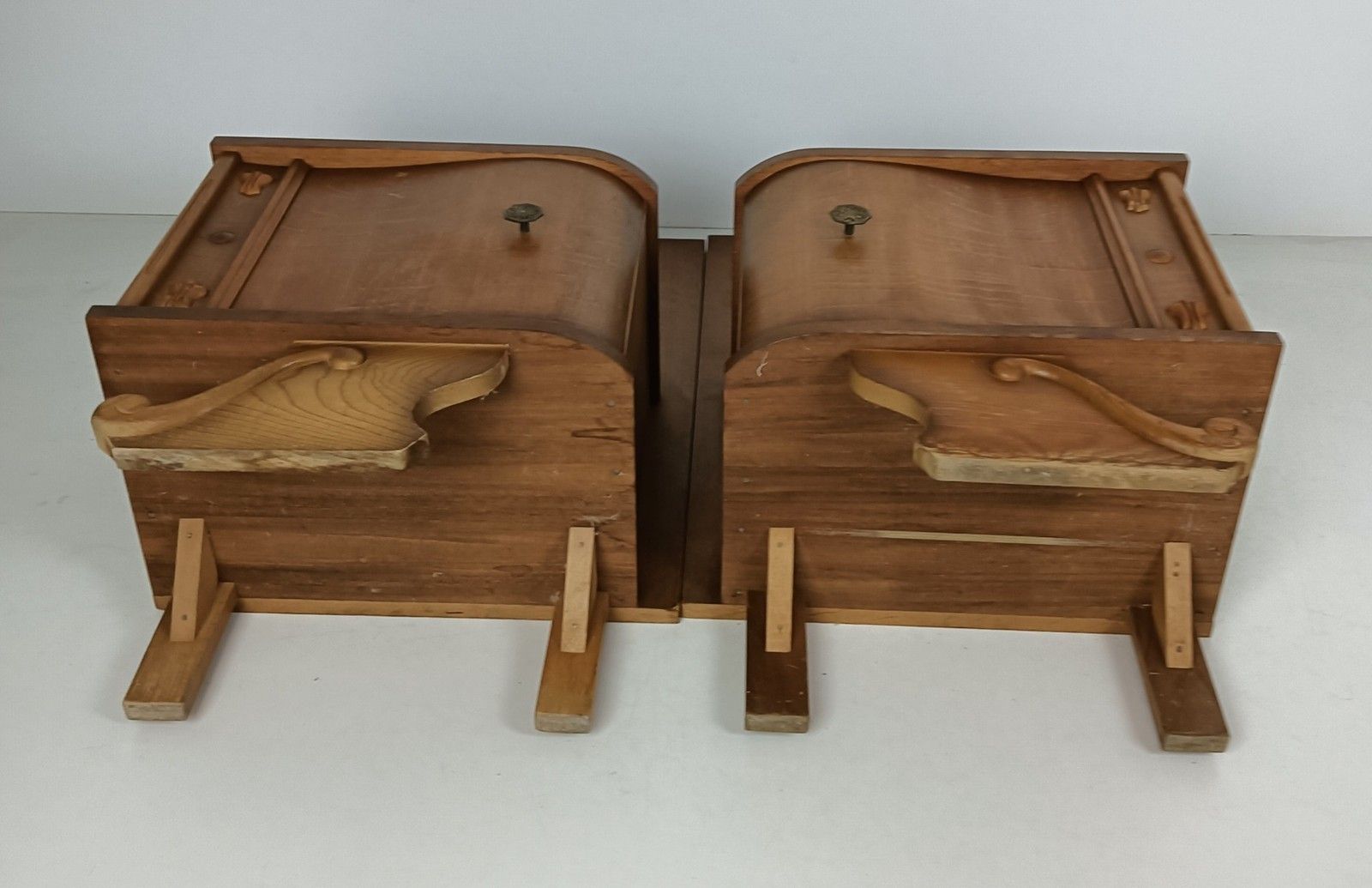 810.0 Pair Antique Jugendstil Nightstands Wood  End Tables Vanity Cabinets Bedroom Cab photo