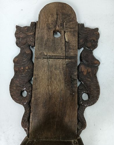 Antique 18th Century Wall Hanging Console Hand Carved Wood Mermaids Very Special photo vinterior