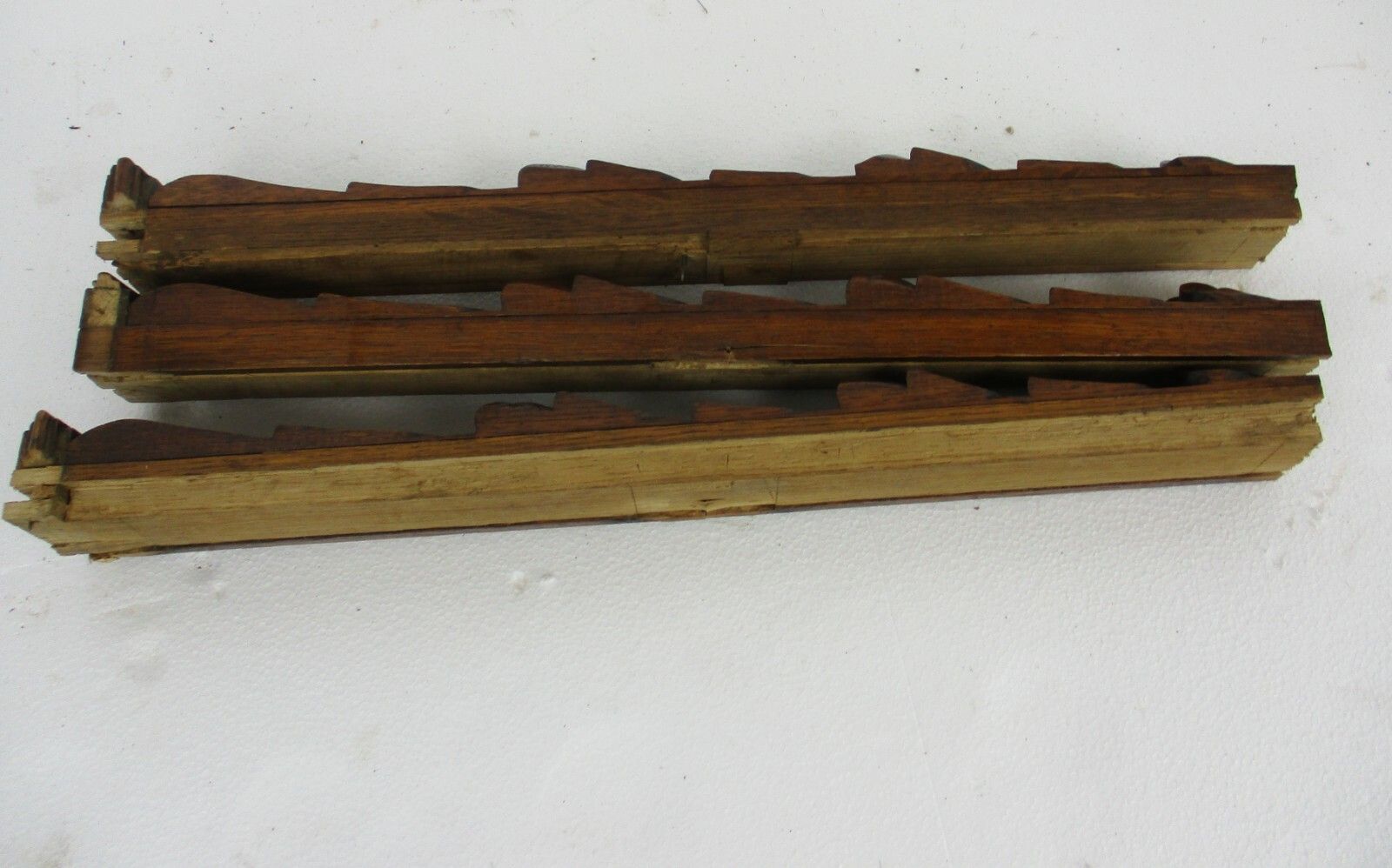 3 Pieces Antique French Carved Oak Reclaimed Architectural Trim Pediment Salvage photo vinterior