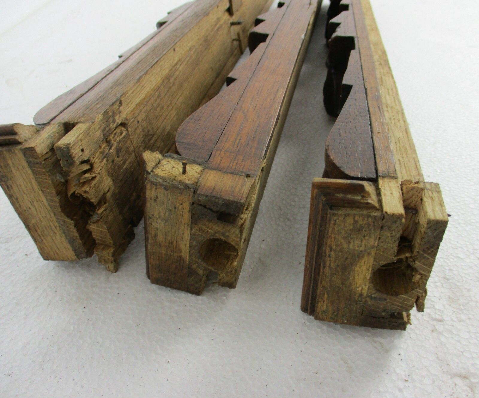 3 Pieces Antique French Carved Oak Reclaimed Architectural Trim Pediment Salvage photo vintage