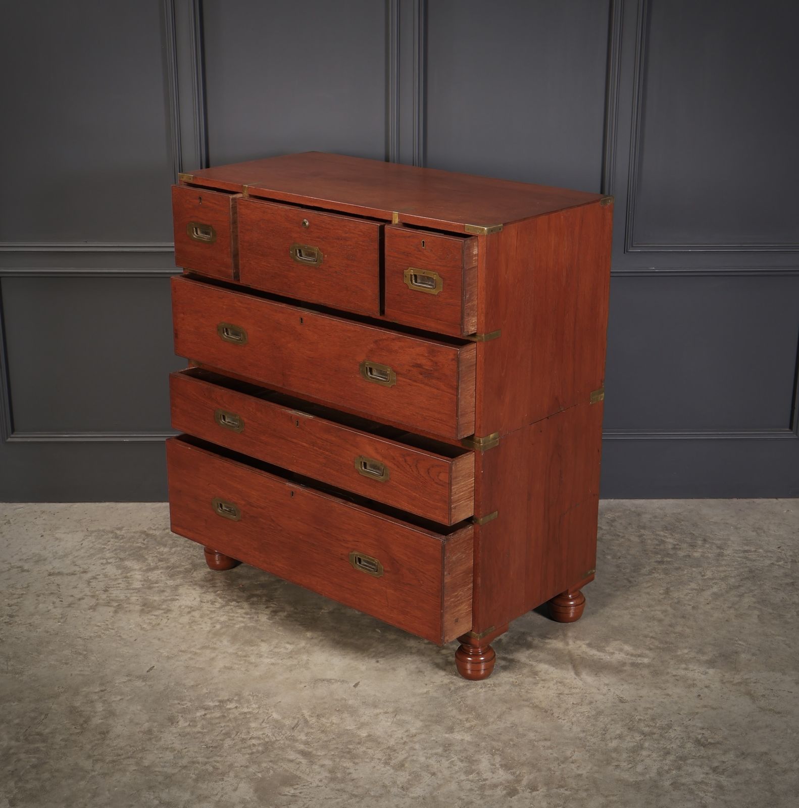 Genuine Victorian Teak Military Secretaire Chest photo for sale