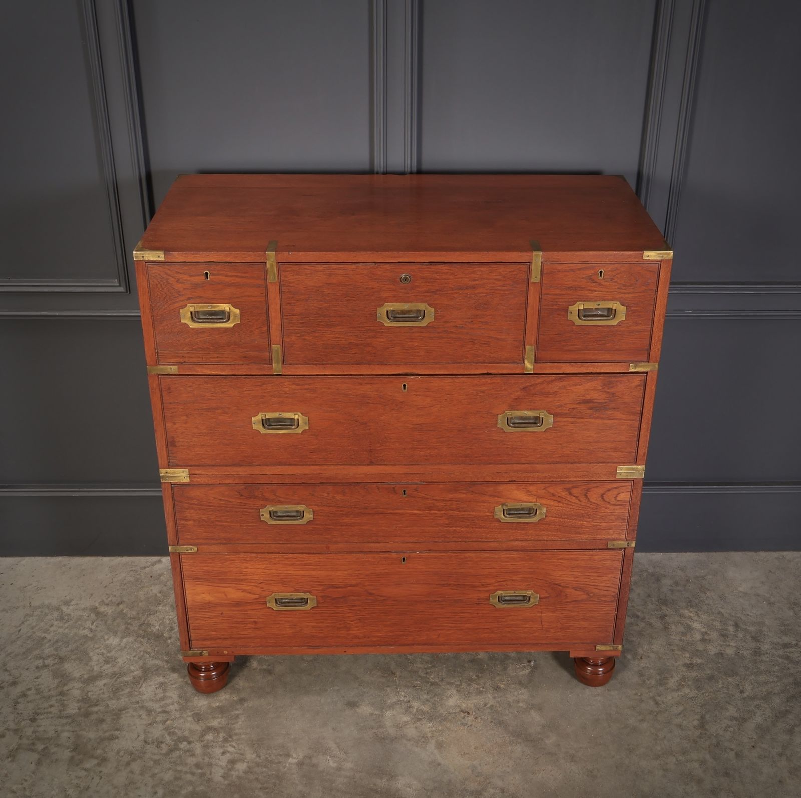 Genuine Victorian Teak Military Secretaire Chest photo Furniture