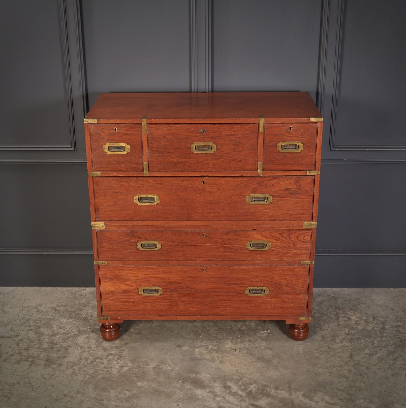 Genuine Victorian Teak Military Secretaire Chest photo buy