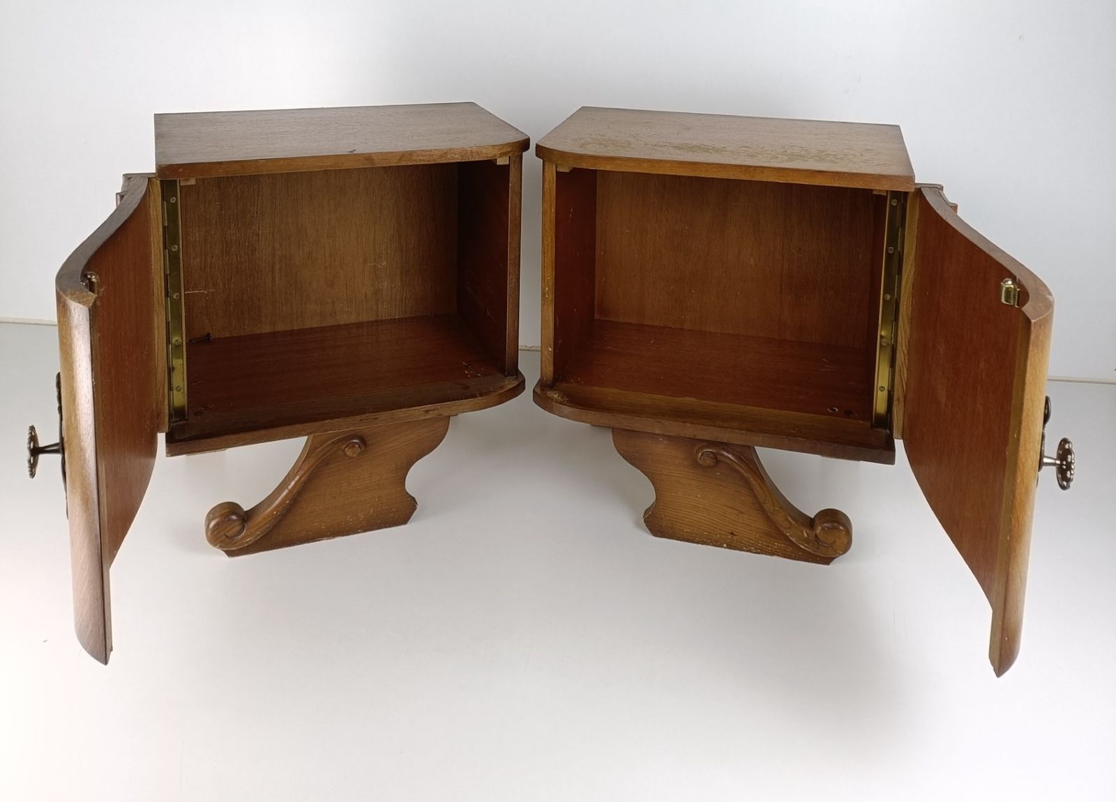 Pair Couple Vintage Nightstands End Tables Mid Century Modern Wood Night Stands photo for sale