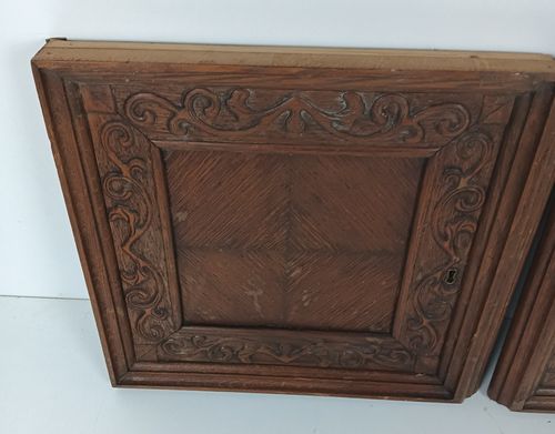 Antique Couple Of Door Panels Cabinet Carved Wood Inlay Beautiful Architectural photo buy