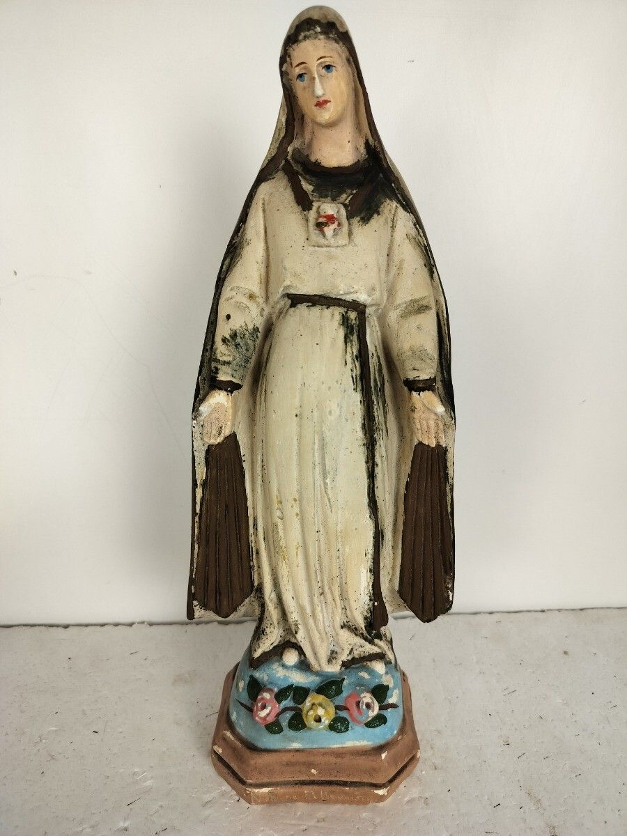 Statue Plaster Antique Notre Dame Pellevoisin Antique France Extremely Rare Coll photo buy
