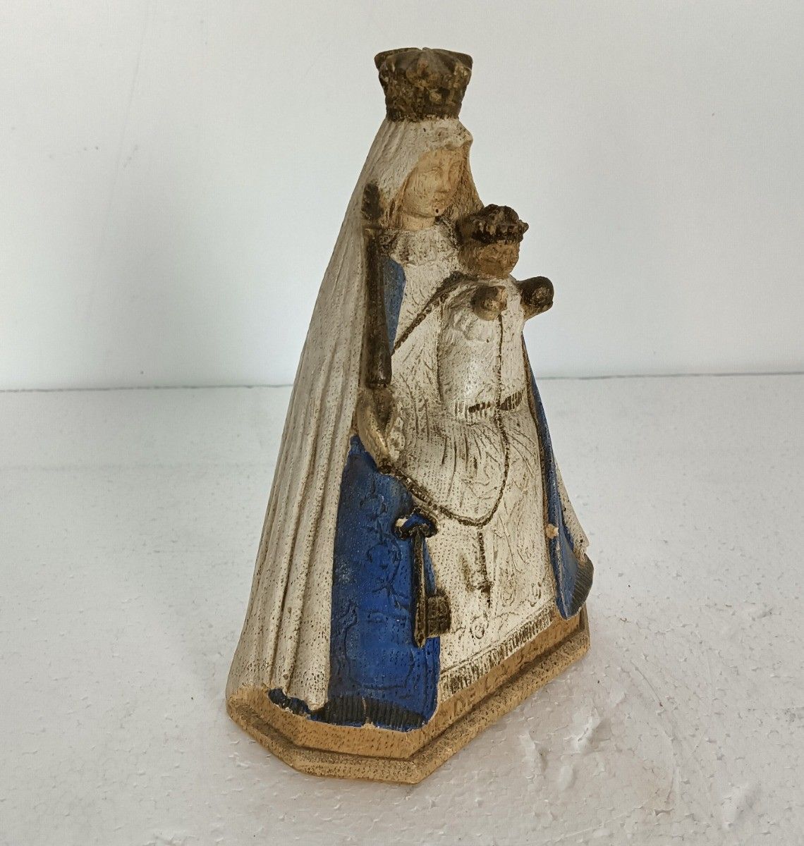 Black Madonna De La Sarte Virgin Mary Notre Dame With Key Resin Polychrome Rare photo for sale