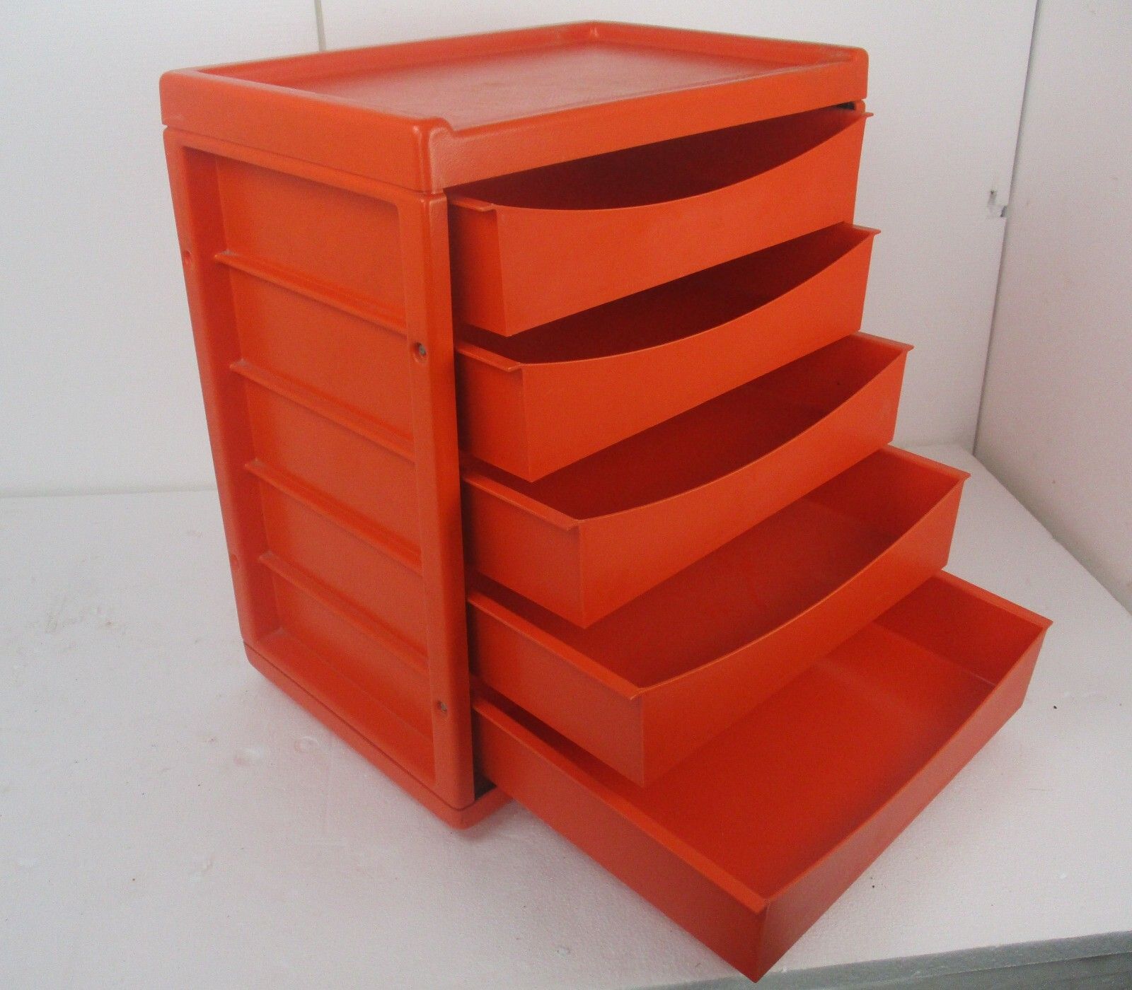 Vintage Hard Plastic Space Age Chest Of Drawers Storage Unit Meurop Emont Htf photo for sale