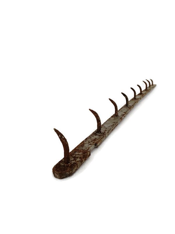 Xl Antique French Butcher Rack Iron  Hooks Primitive Industrial Kitchen Rustic