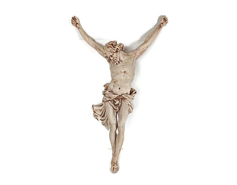 Antique Beautiful Sculpture Corpus Christi Crucifix Plaster Art Sculpture
