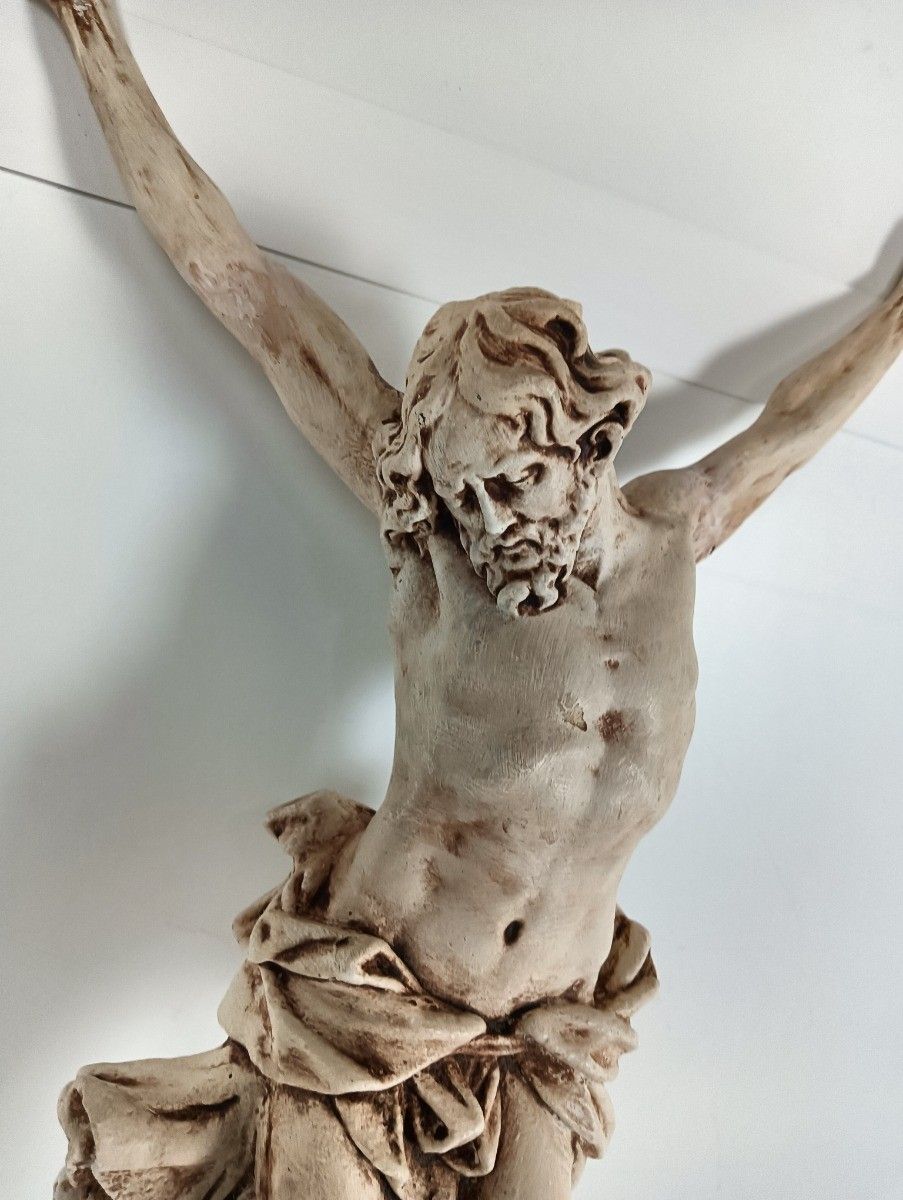 Antique Beautiful Sculpture Corpus Christi Crucifix Plaster Art Sculpture photo 162.0