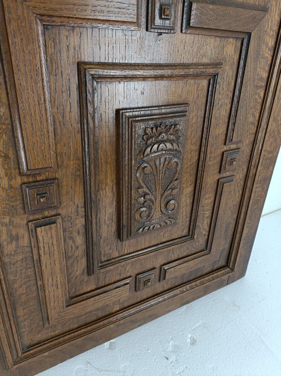 Pair Antique Hand Carved Oak Door Panels Reclaimed Architectural  Salvaged Wow photo vinterior