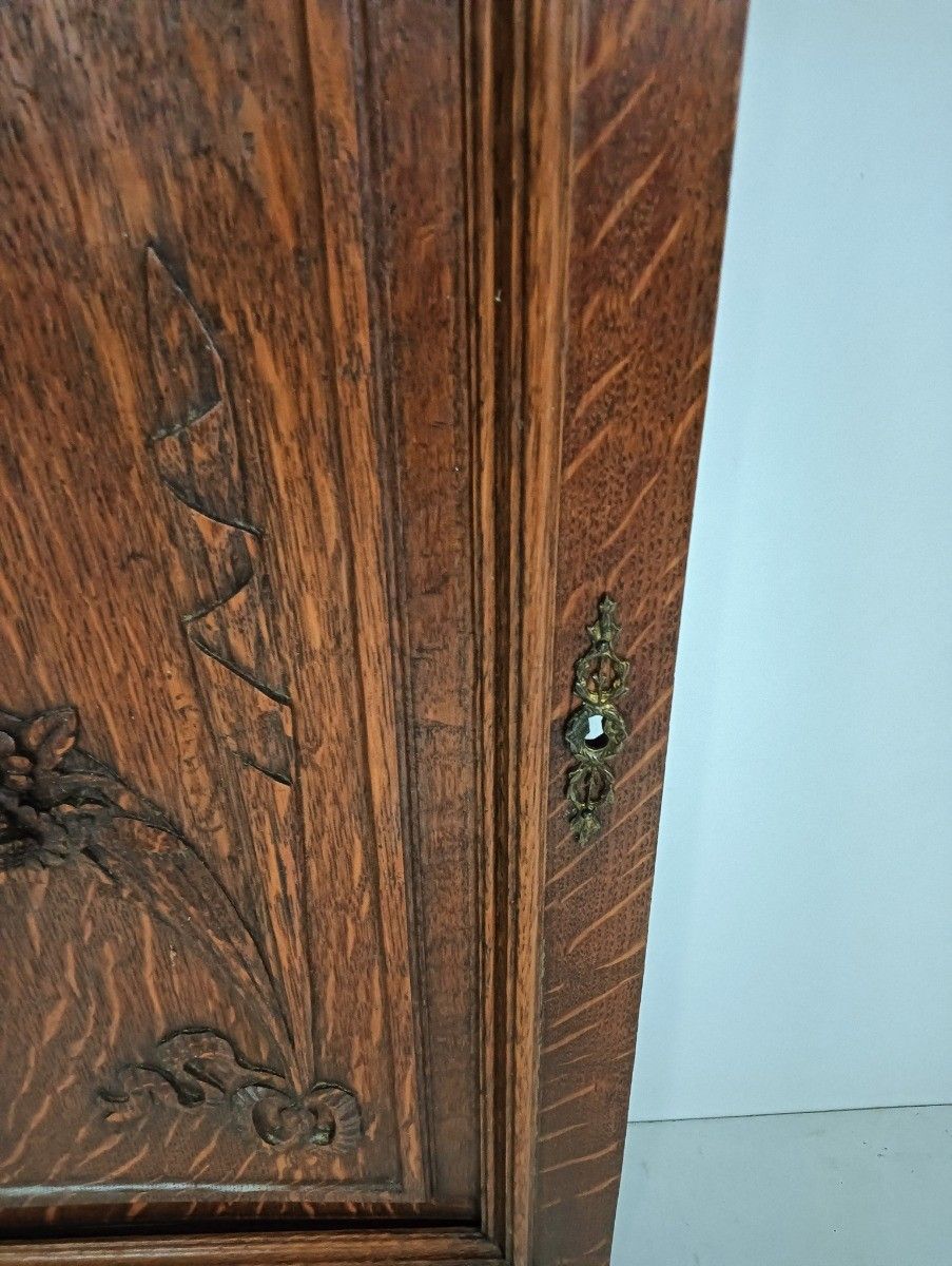 Carved Wooden Door Panel Ornate Bows Reclaimed Cabinet Architectural Antique photo for sale