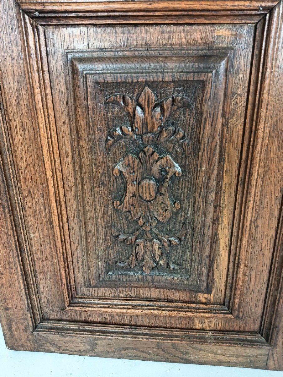 Pair Antique Hand Carved Wood Door Panels Reclaimed Architectural Flower Baskets photo Home Fixtures
