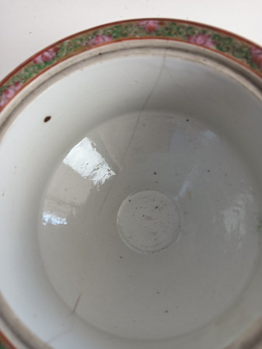 Antique Family Rose Chinese Bonbonniere Lidded Dish Small Urn Tureen photo Home Decor