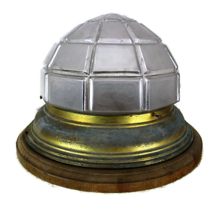 Large Art Nouveau Bauhaus Ceiling Lamp Fixture Plafonniere Flush Mount  Brass