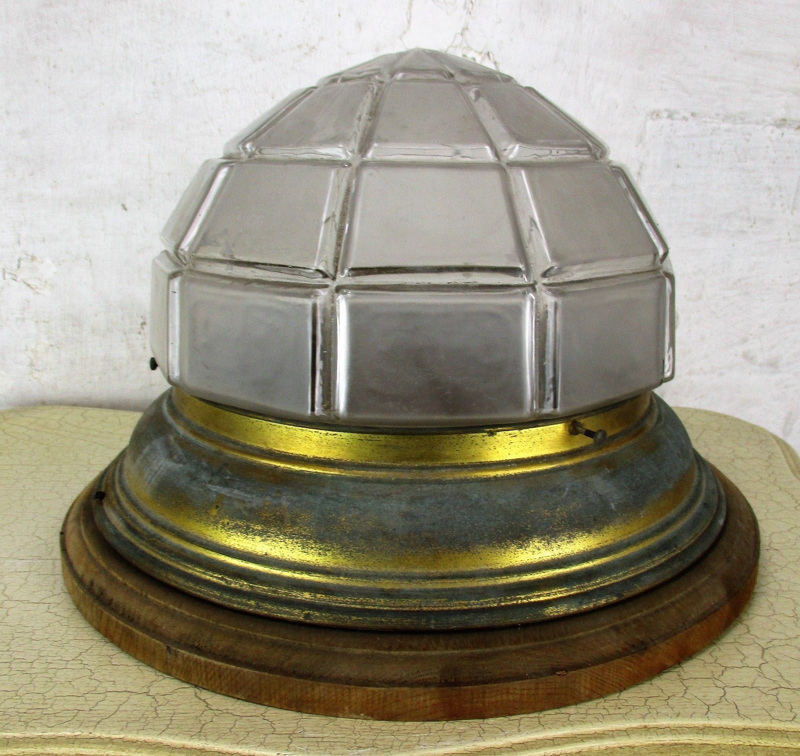 Large Art Nouveau Bauhaus Ceiling Lamp Fixture Plafonniere Flush Mount  Brass photo for sale