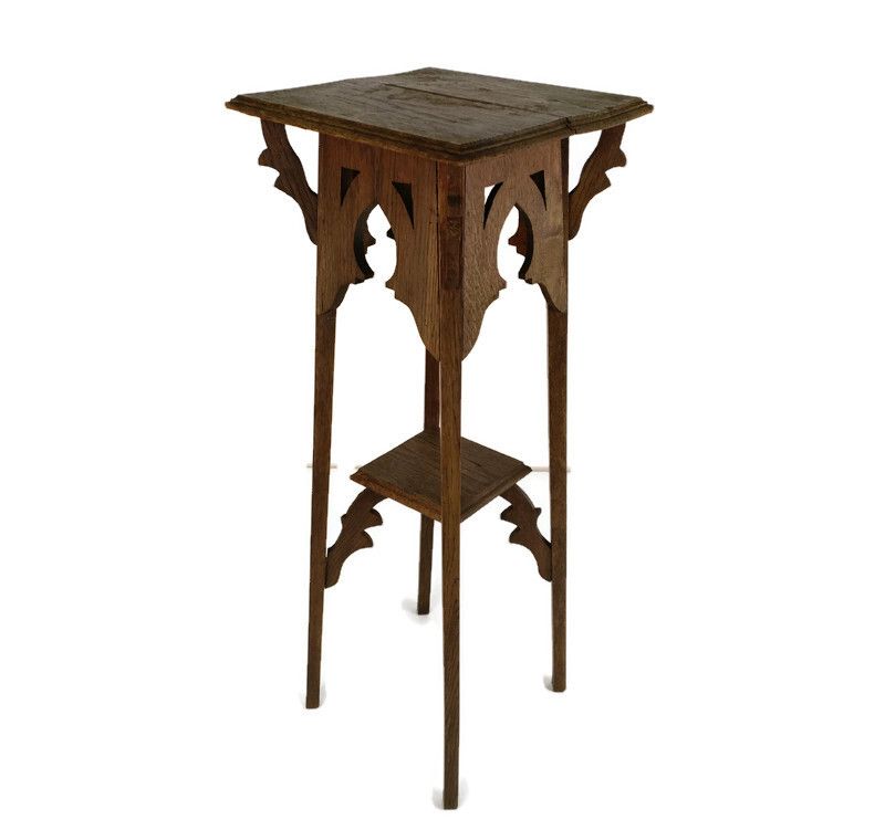 Art Nouveau Pedestal Side Table Plant Bonsai Stand Jugendstil  Wood Two Tier Bar