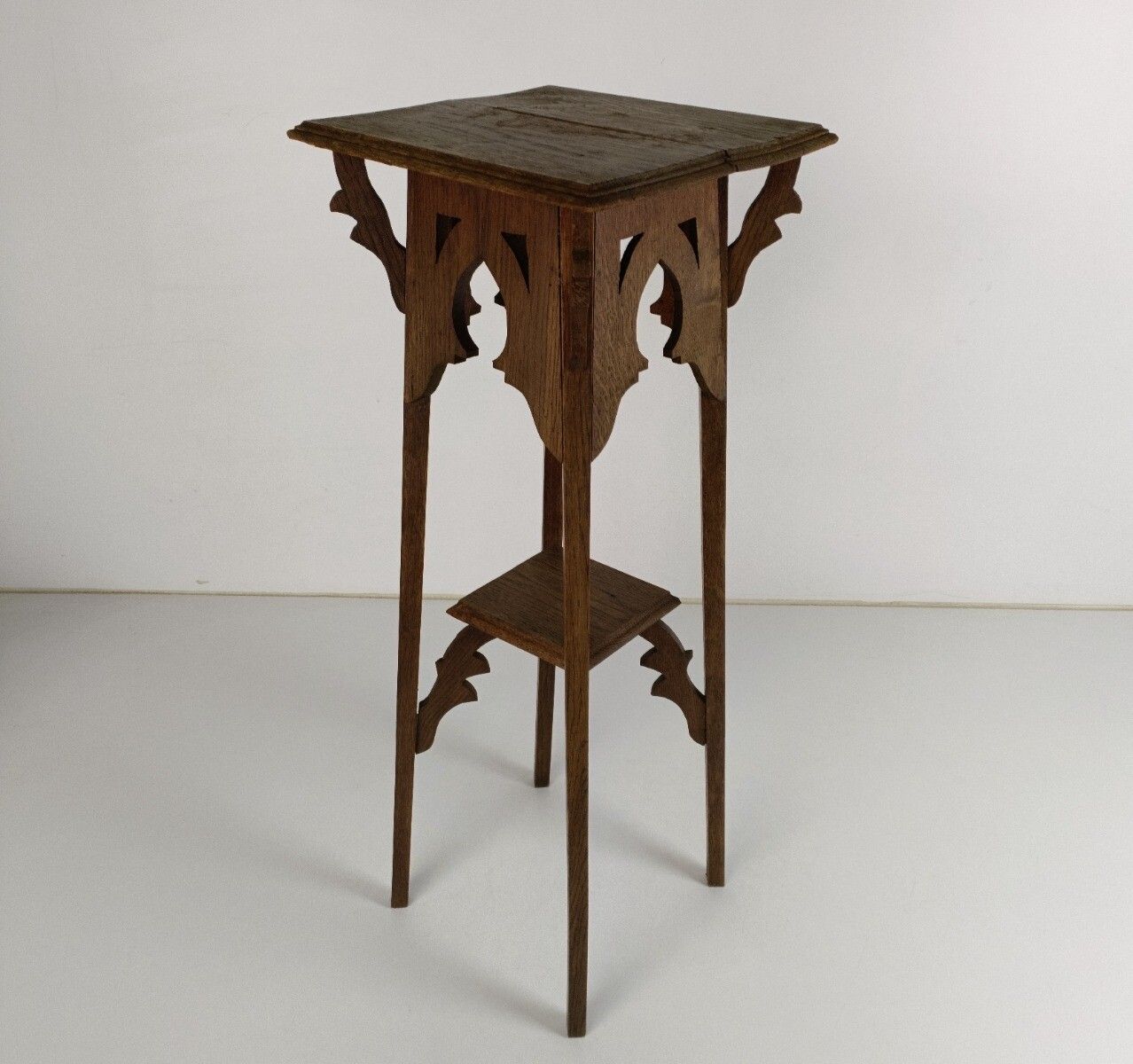Art Nouveau Pedestal Side Table Plant Bonsai Stand Jugendstil  Wood Two Tier Bar photo vinterior